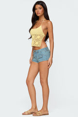 Miel Crochet Backless Halter Top