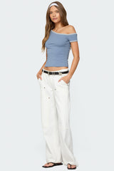 Lorna Contrast Off Shoulder Top