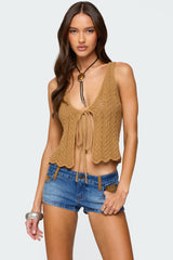Sadiee Split Front Knit Top