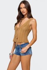 Sadiee Split Front Knit Top