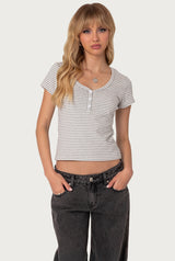 Kady Striped Henley T Shirt