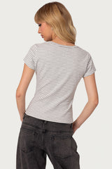 Kady Striped Henley T Shirt