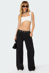 Libby Grommet Low Rise Wide Leg Jeans