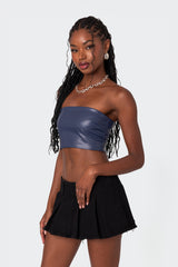 Mazie Faux Leather Bandeau Top