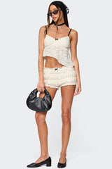 Este Textured Lace Scrunch Shorts