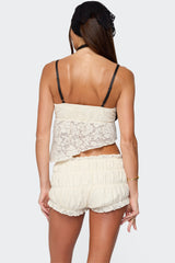 Este Asymmetric Textured Lace Top
