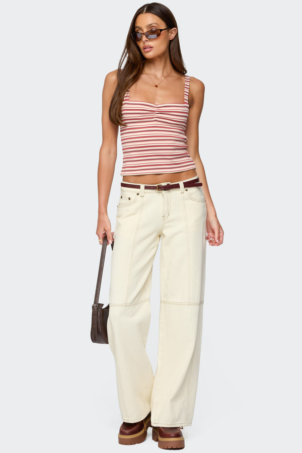 Adelia Striped Ruched Tank Top