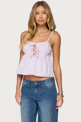 Avenly Striped Tie Front Babydoll Top
