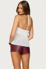 Sheer Chiffon Babydoll Halter Top