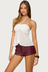 Sheer Chiffon Babydoll Halter Top