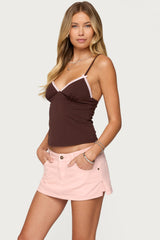 Ruelle Contrast Frill Tank Top