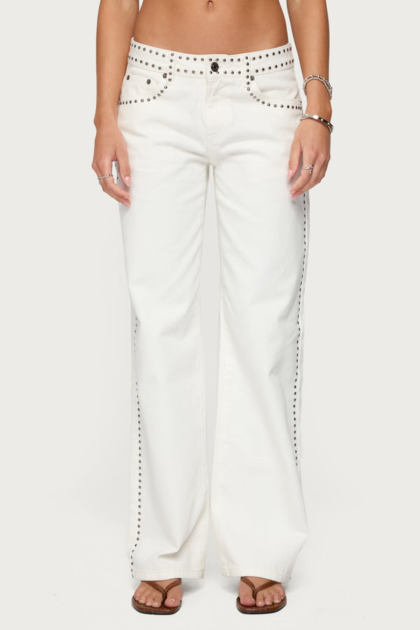 Quincy Studded Low Rise Baggy Jeans