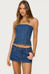 Camelia Strapless Denim Corset