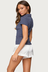 Polka Dot Tailored Button Up Shirt