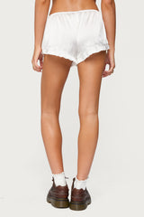 Olesia Ruffle Satin Effect Shorts