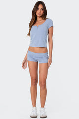 Lorelei Printed Pointelle Henley Top