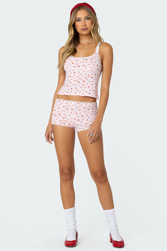 Strawberry Girl Printed Micro Shorts