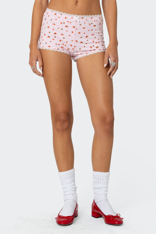 Strawberry Girl Printed Micro Shorts