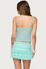Enya Fringed Sheer Mesh Top