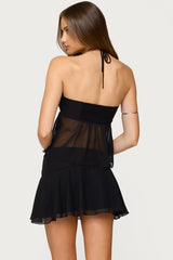 Jettie Sheer Chiffon Split Front Top