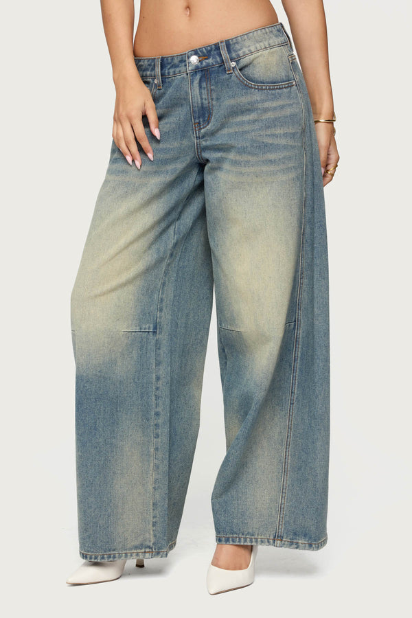 Washed Low Rise Baggy Jeans