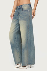 Washed Low Rise Baggy Jeans