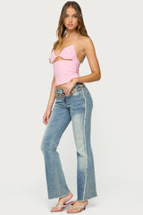 Lital Backless Cut Out Textured Top