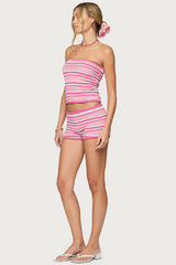 Nola Striped Textured Knit Strapless Top