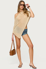 Azalia Asymmetric Knit Poncho