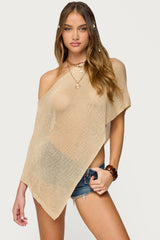 Azalia Asymmetric Knit Poncho