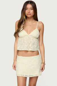 Leora Textured Floral Babydoll Top