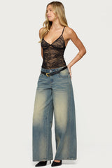 Nolyn Sheer Lace V Neck Bodysuit