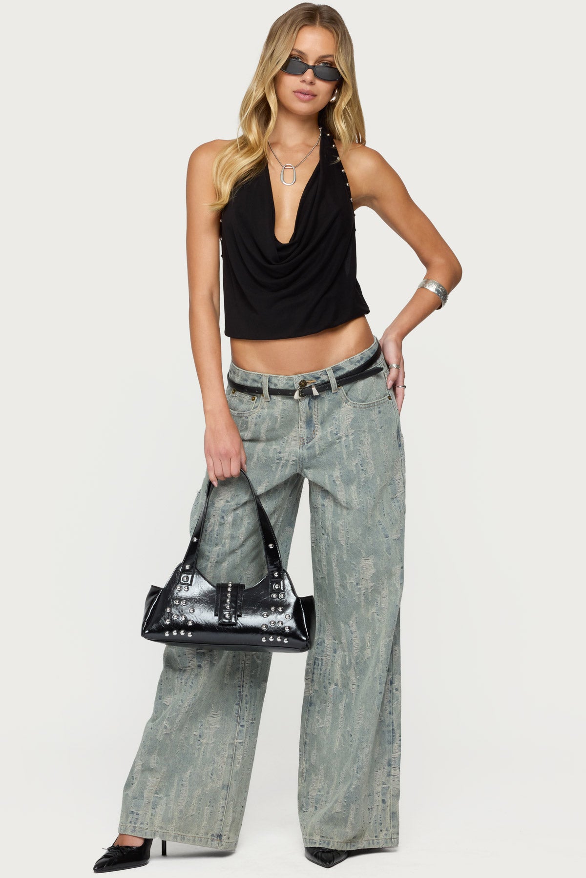 Blaze Distressed Low Rise Baggy Jeans