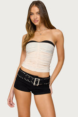 Contrast Bra Ruched Mesh Corset