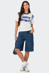 Jacqui Low Rise Denim Bermuda Shorts
