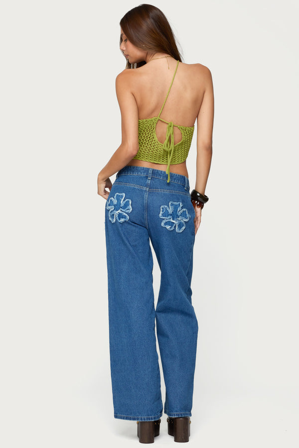Flower Patch Low Rise Baggy Jeans