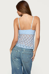 Priya Sheer Lace Split Front Top