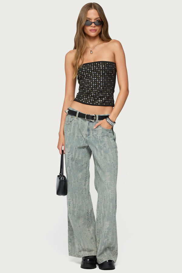 Blanco Studded Grommet Tube Top