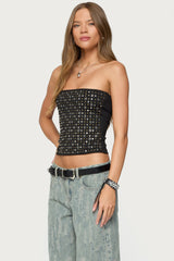Blanco Studded Grommet Tube Top