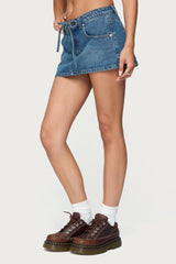 Ziggie Tie Front Denim Mini Skort