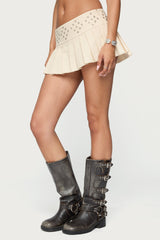 Lovina Grommet Pleated Mini Skort