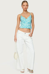 Pia Sequin Floral Backless Top