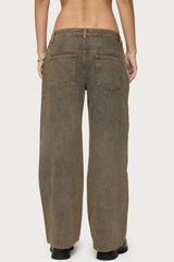 Petite Zahra Mud Wash Low Rise Baggy Jeans