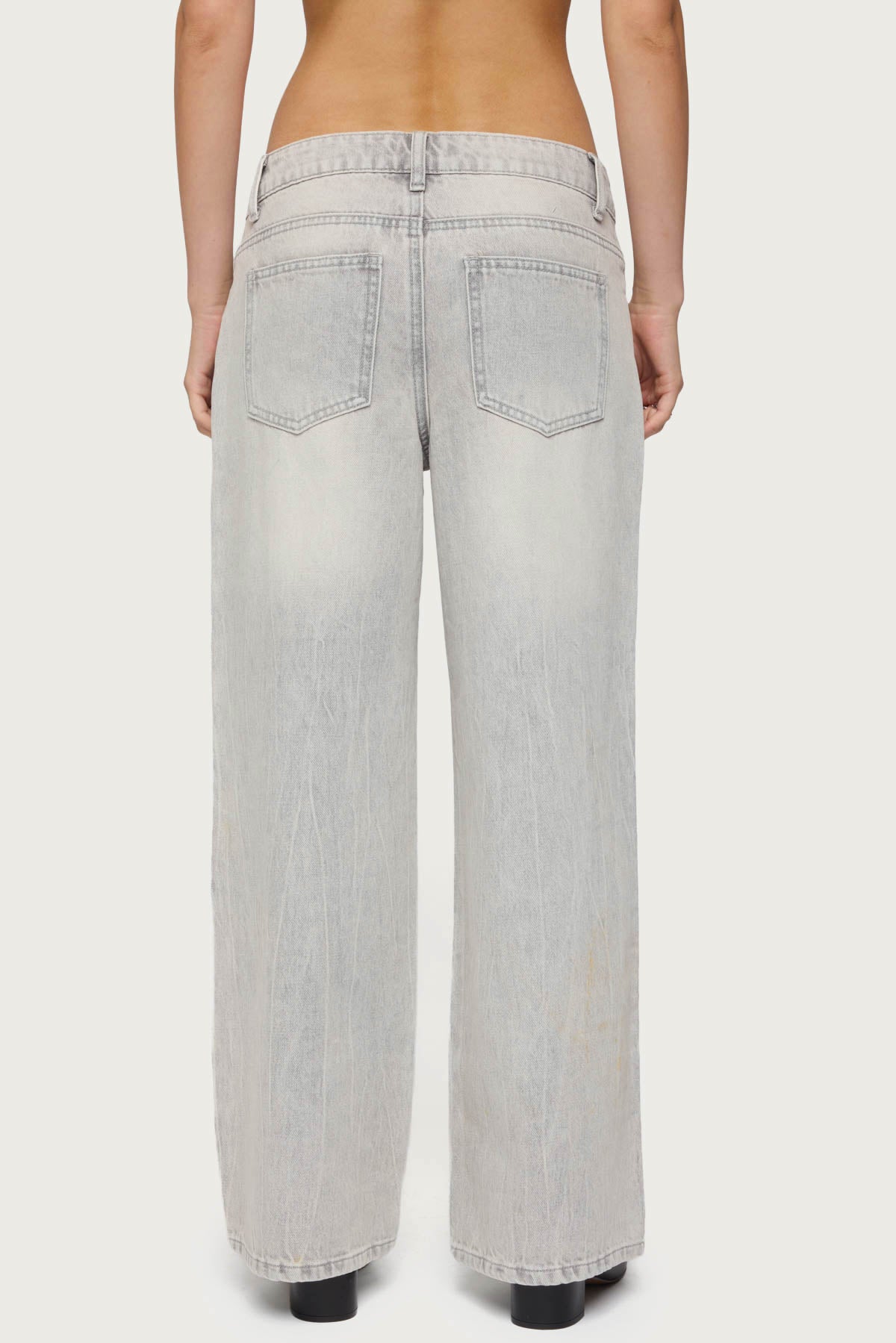 Petite Magda Acid Wash Low Rise Baggy Jeans