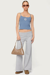 Petite Wide Leg Fold Over Pants