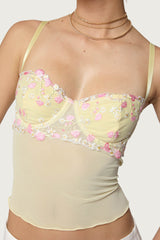 Embroidered Floral Sheer Bra Top