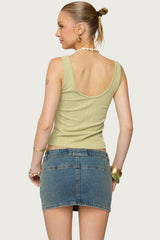 Yarah Keyhole Textured Ribbed Tank Top