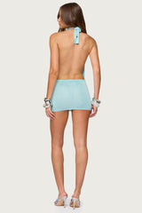 Cowl Neck Backless Knit Mini Dress