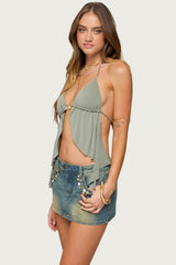 Safi Backless Split Front Halter Top