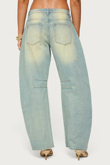 Cayden Washed Low Rise Barrel Jeans